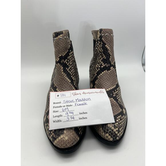 Steve Madden Cade Gray Snake Skin Stretch Leather Booties Casual Boots Size 6M - Picture 9 of 9